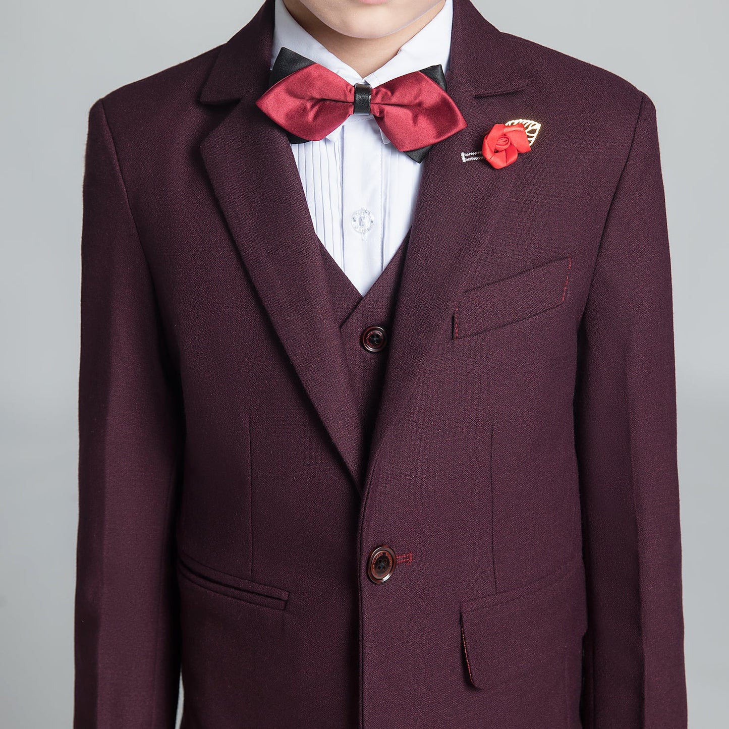 Purple Red Fashion 5 Piece Boys Suits Yuanlu