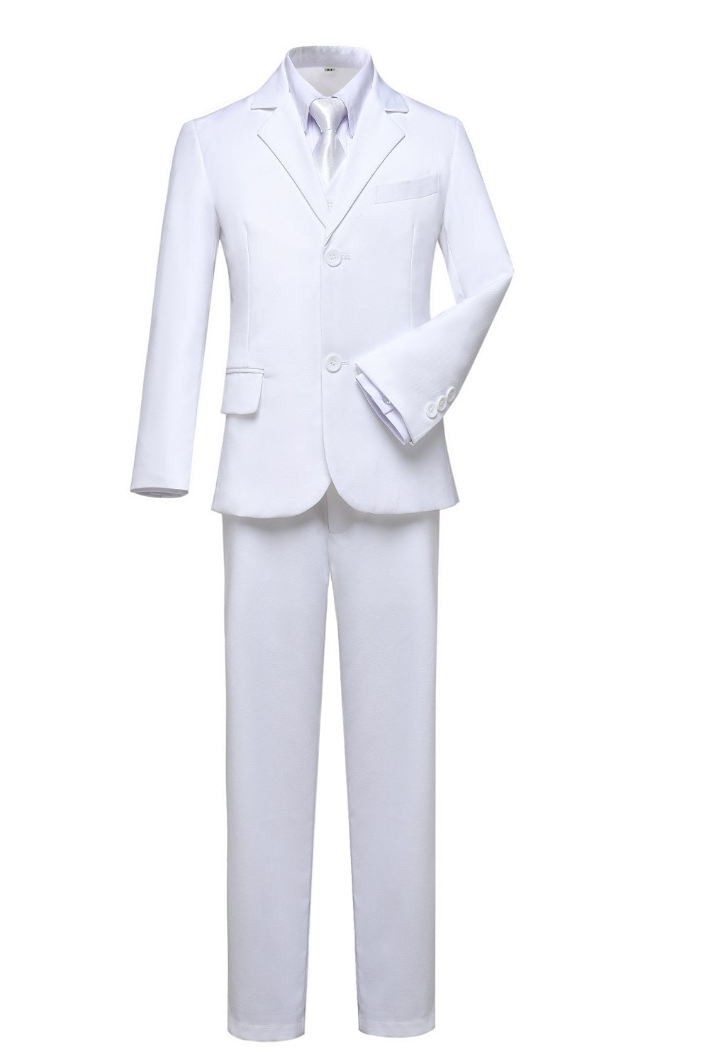 White 3 Piece Kids Boys' Formal Blazer Vest and Pants Dress Suits Set sailishahan