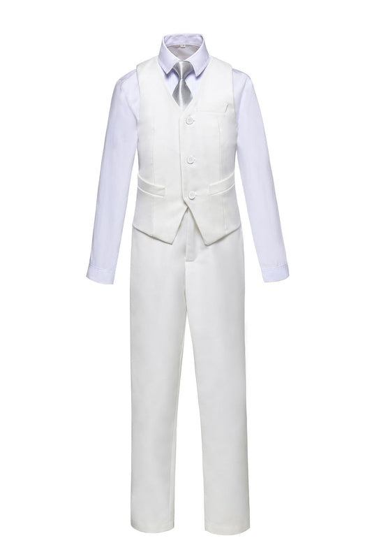 White 2 Piece Kids Boys' Vest and Pants Dress Suits Set Yuanlu