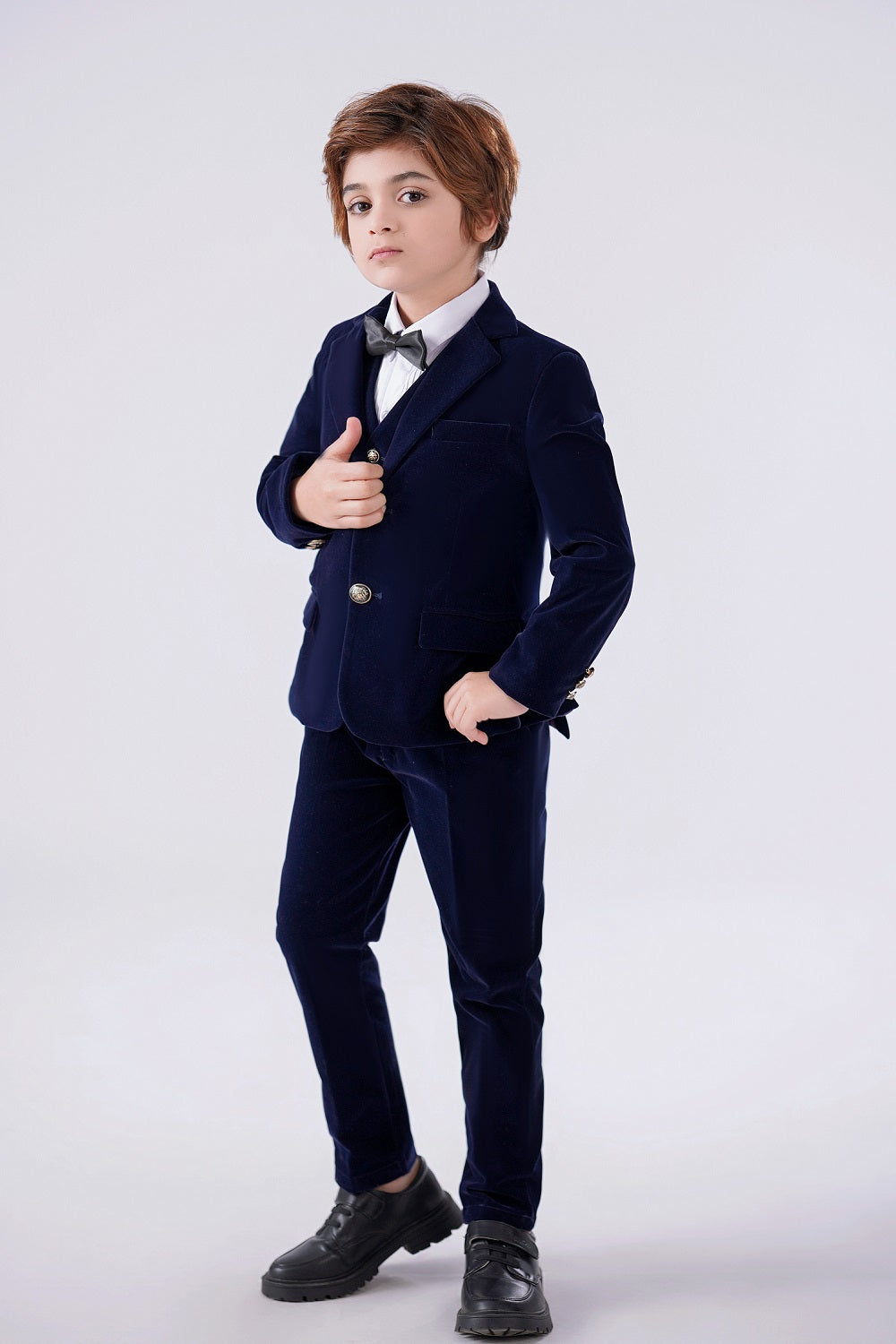 Navy Velvet 5 Piece Boy's Formal Boys Suits Yuanlu