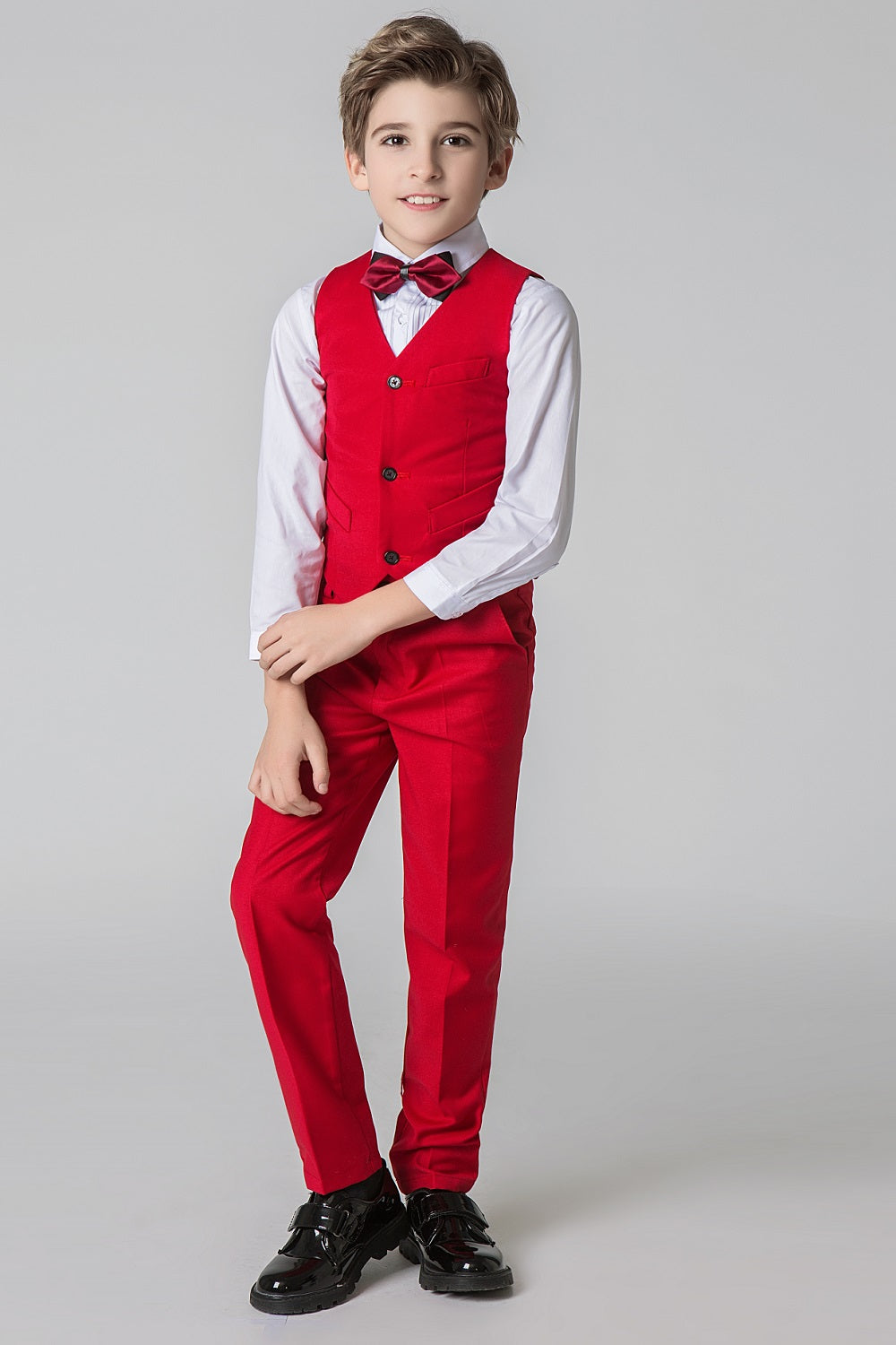 Red Kid Boys Formal Classic Suits Set 5 Piece Boys Suits Yuanlu