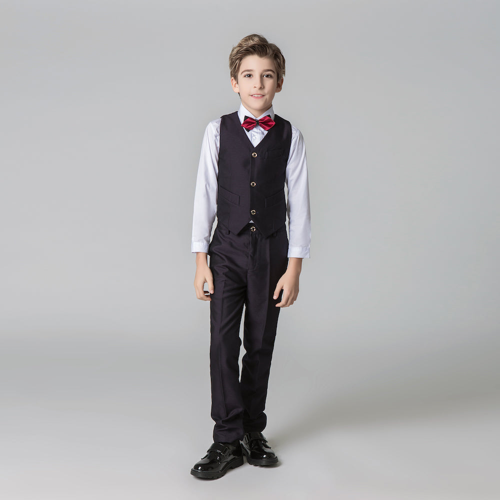 Dark Purple Formal Classic 5 Piece Kids Boys Suits Yuanlu