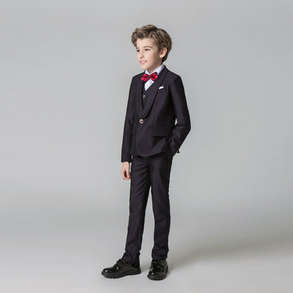 Dark Purple Formal Classic 5 Piece Kids Boys Suits Yuanlu