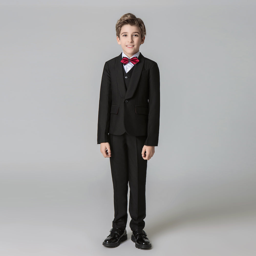 Black Formal Tuxedo 5 Piece Boys Suits Yuanlu