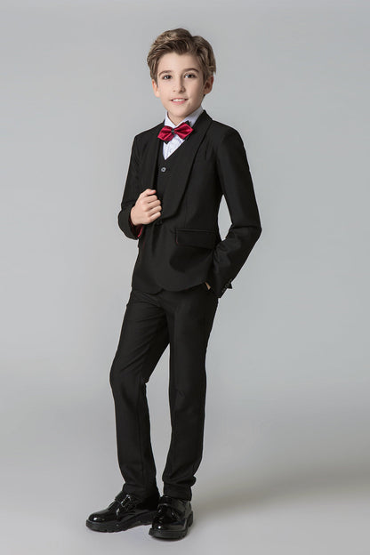 Black Formal Tuxedo 5 Piece Boys Suits Yuanlu