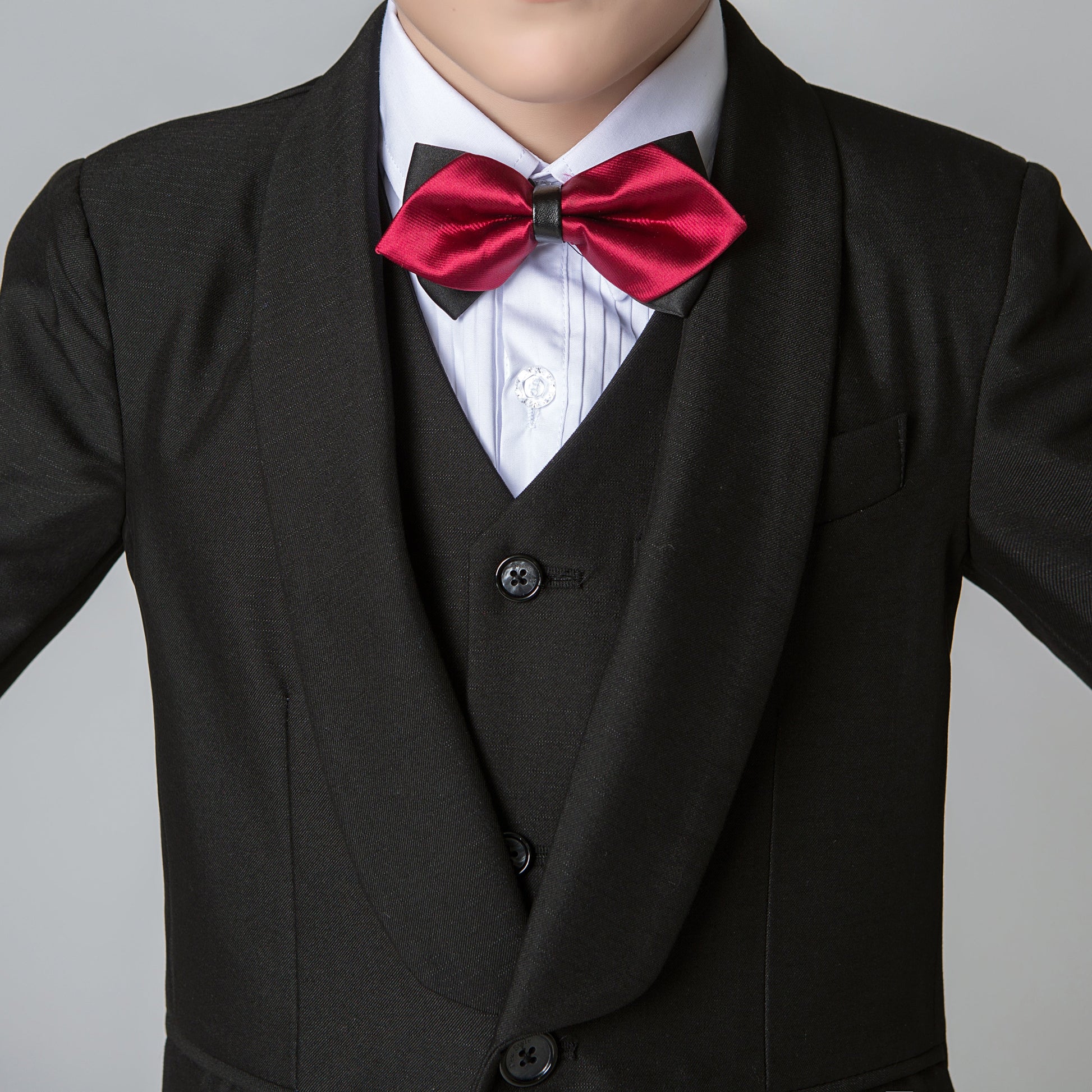 Black Formal Tuxedo 5 Piece Boys Suits Yuanlu