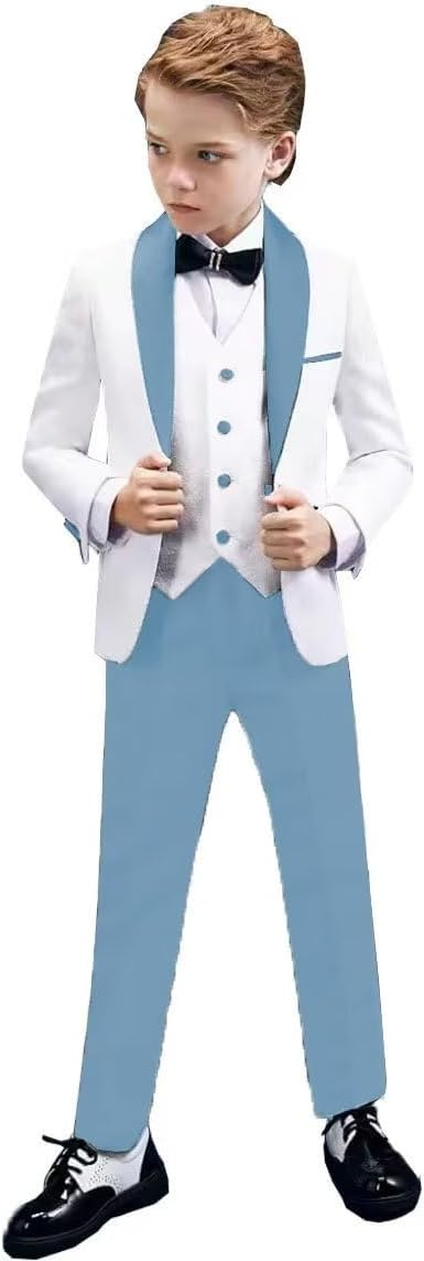 Boys Tuxedo Suit Slim Fit 3 Pieces Kids Tuxedo Suit Boys Formal Wedding Suit Blazer Vest Pants My Store