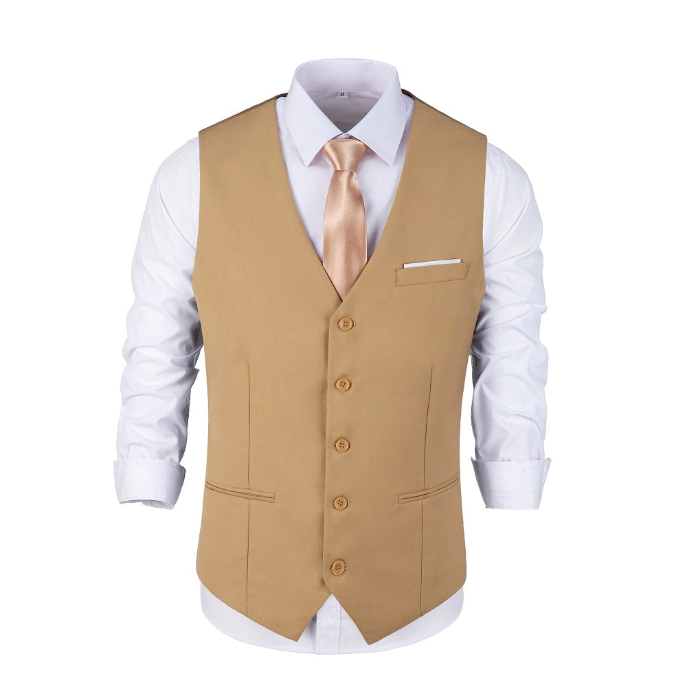 Khaki Men's Vest for Party, Wedding and Business Yuanlu