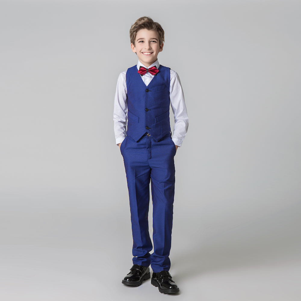 Royal Blue Formal Classic 5 Piece Kids Boys Suits Yuanlu