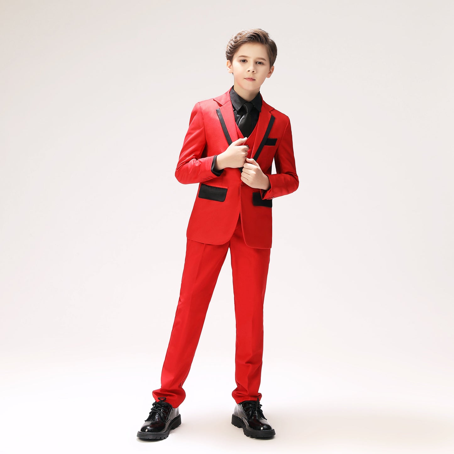 Red Classic Suits Set 5 Piece Boys Suits Yuanlu