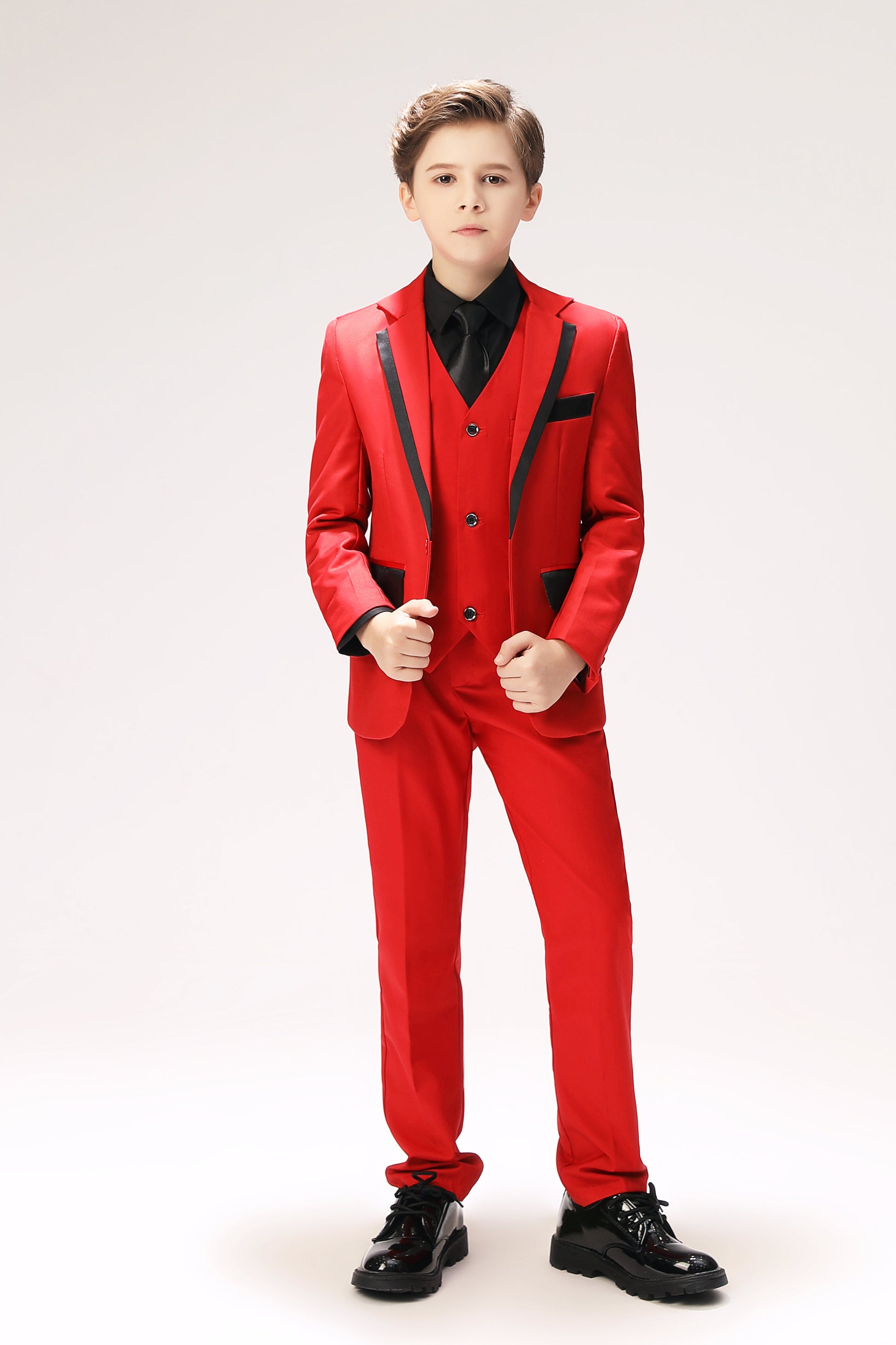 Red Classic Suits Set 5 Piece Boys Suits Yuanlu