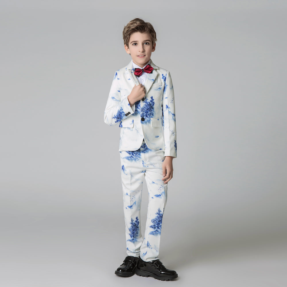 Unique Design Slim Fit Modern 5 Piece Boys Suits Yuanlu