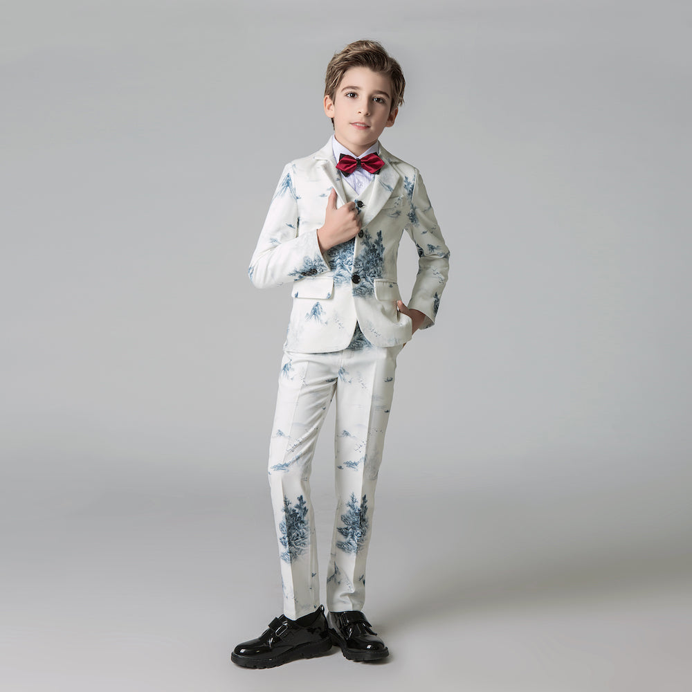 Unique Design Slim Fit Modern 5 Piece Boys Suits Yuanlu