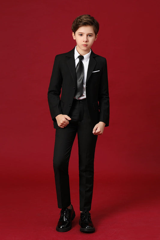 Black Formal Tuxedo 5 Piece Boys Suits Yuanlu