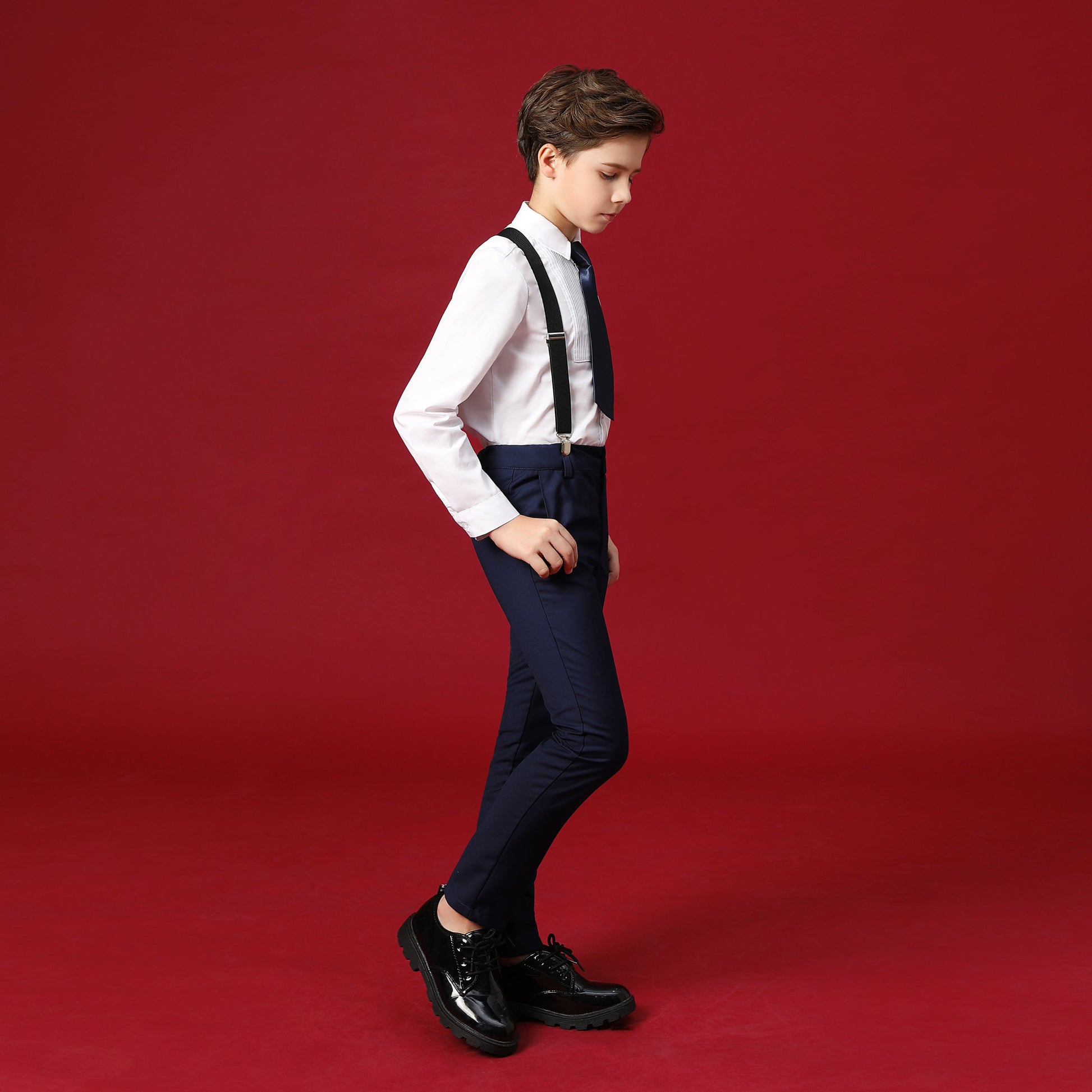 Navy Kid Formal Classic 5 Piece Boys Suits Yuanlu