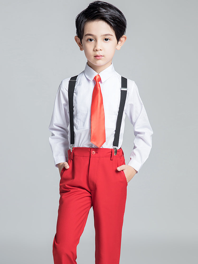 Red Classic Suits Set 5 Piece Boys Suits Yuanlu