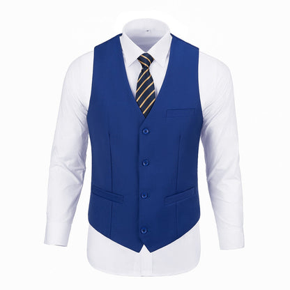 Royal Blue Men's Suits 2 Pieces Vest+Pants Set V-Neck Slim Fit Casual Waistcoat Suit Yuanlu