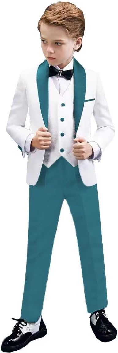 Boys Tuxedo Suit Slim Fit 3 Pieces Kids Tuxedo Suit Boys Formal Wedding Suit Blazer Vest Pants My Store