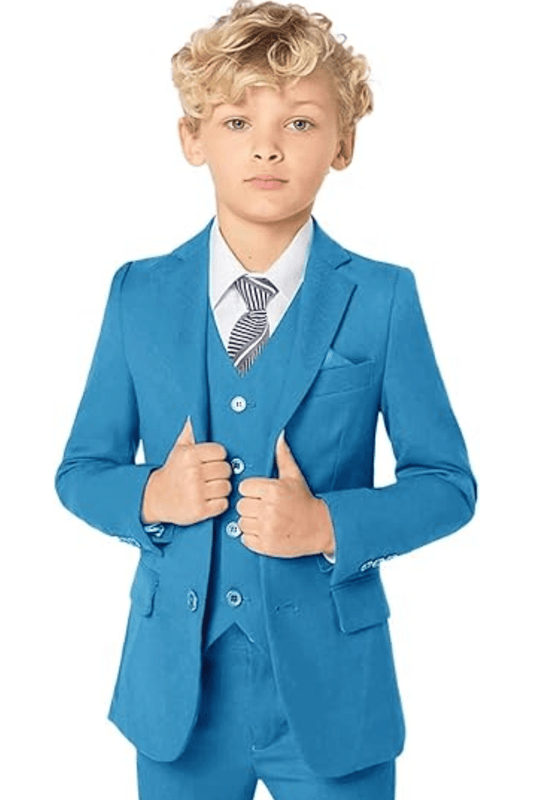 4 Pieces Boys Suits Slim Fit Kids Toddler Tuxedo Suit for Teen Boy ( Jacket +Vest+ Pants+Tie) - Lycody