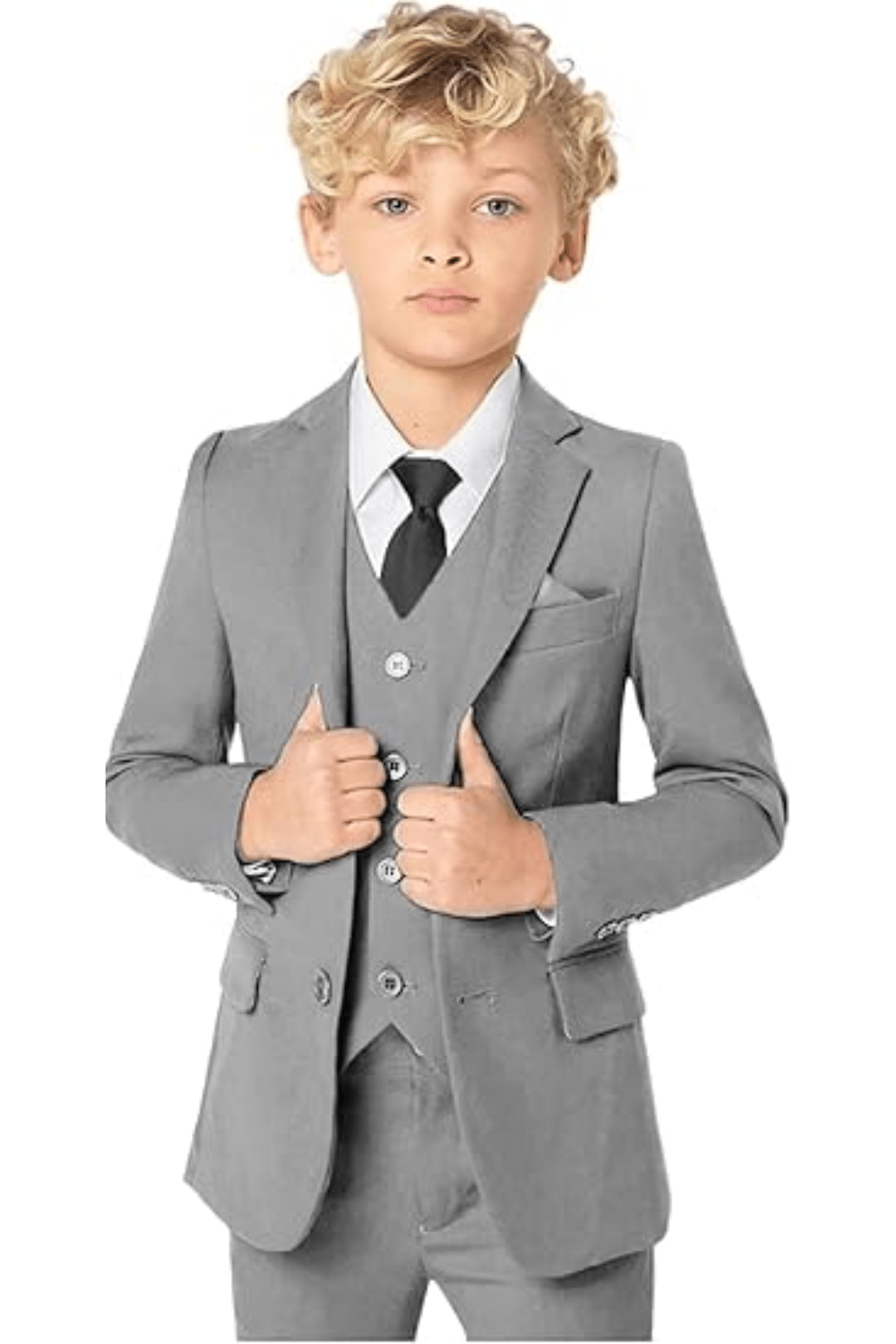 4 Pieces Boys Suits Slim Fit Kids Toddler Tuxedo Suit for Teen Boy ( Jacket +Vest+ Pants+Tie) - Lycody