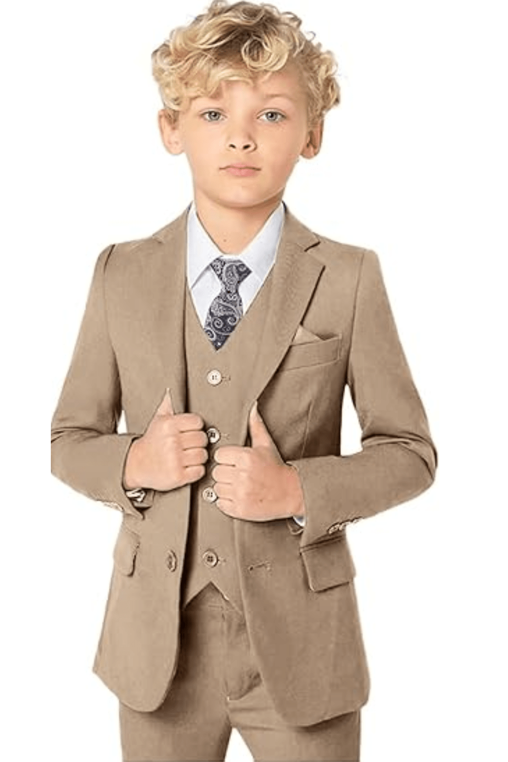 4 Pieces Boys Suits Slim Fit Kids Toddler Tuxedo Suit for Teen Boy ( Jacket +Vest+ Pants+Tie) - Lycody