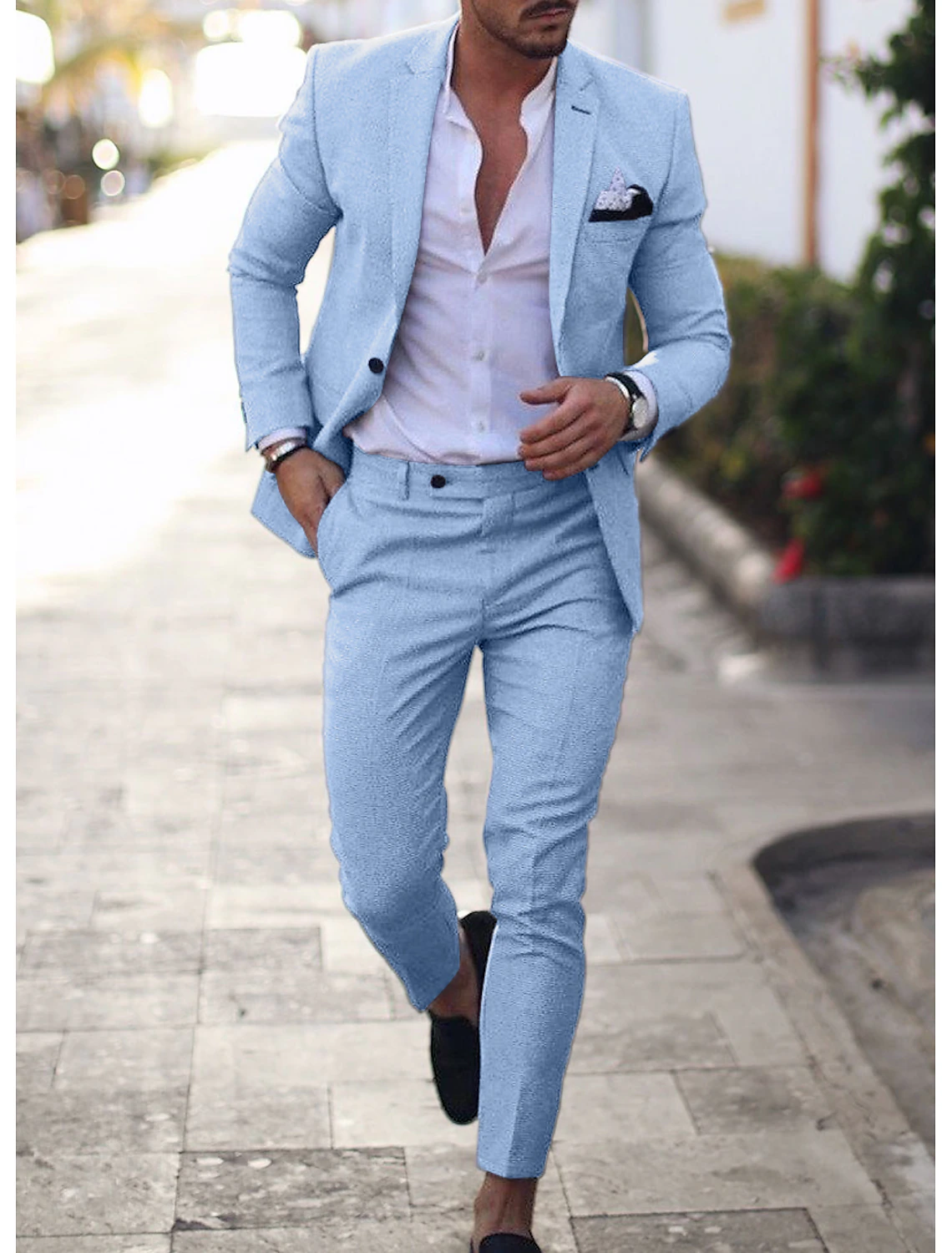 2 Piece Men's Linen Suits Summer Beach Wedding Suits Tailored Fit 2024 Yuanlu