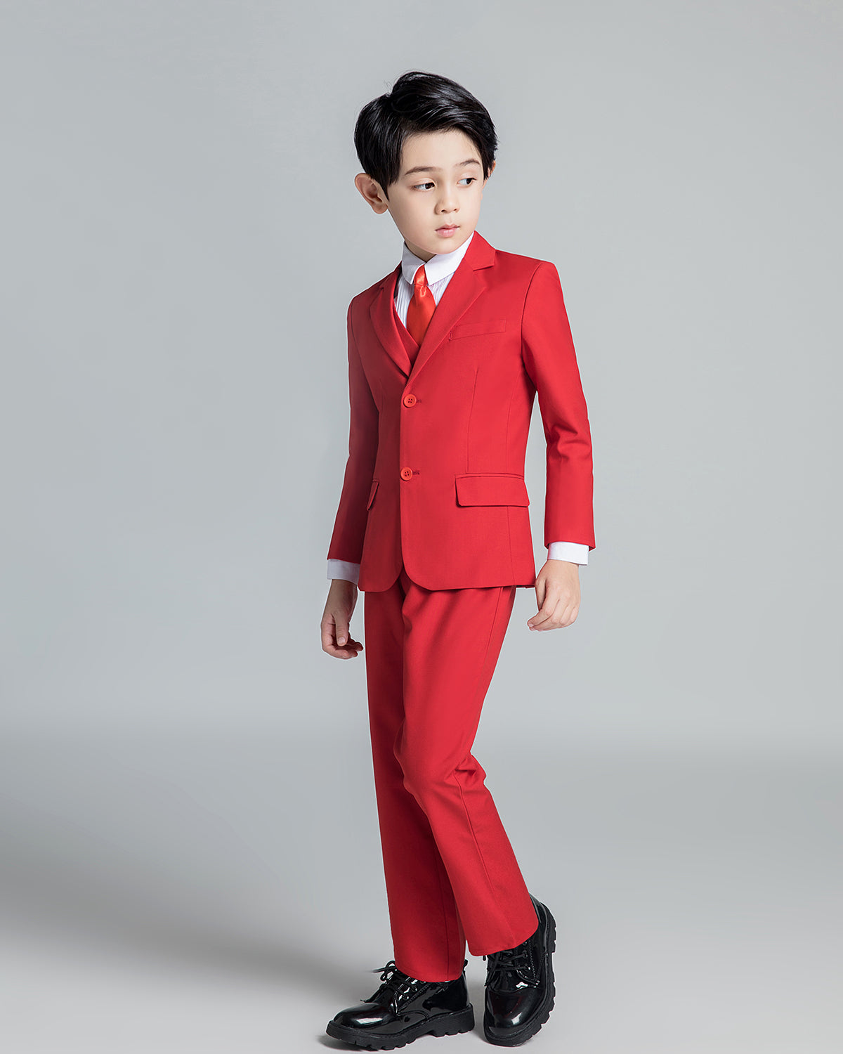 Red Classic Suits Set 5 Piece Boys Suits Yuanlu