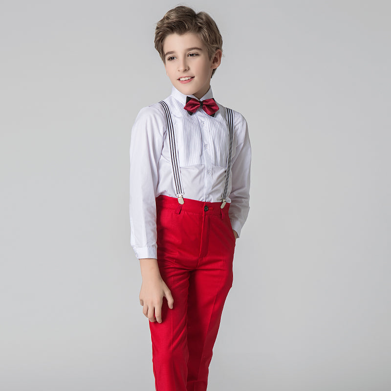 Red Kid Boys Formal Classic Suits Set 5 Piece Boys Suits Yuanlu