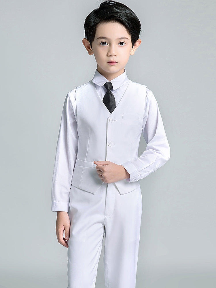 White Tuxedo 5 Piece Boys Suits Yuanlu