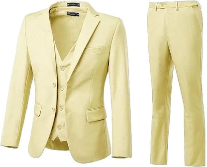 Two Button Wedding 3 Pieces Slim Fit Men Suits (MORE COLORS+) Yuanlu