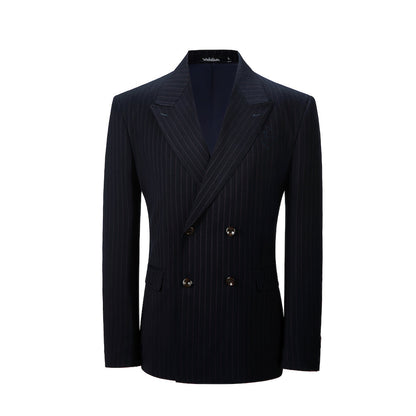 Designer Style New Double Breasted Men's Two Button Stripe Blazer Yuanlu