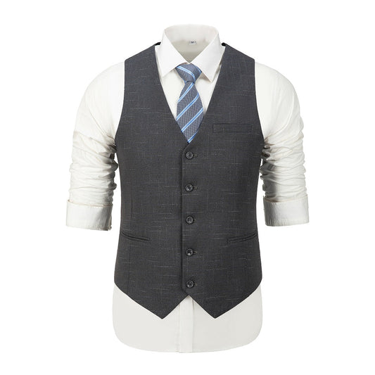 Grey Plaid Men's Vest for Party, Wedding and Business Yuanlu