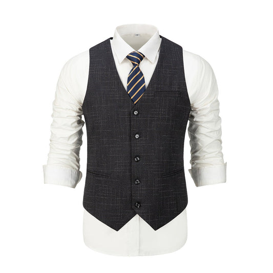 Black Plaid Men's Vest for Party, Wedding and Business Yuanlu