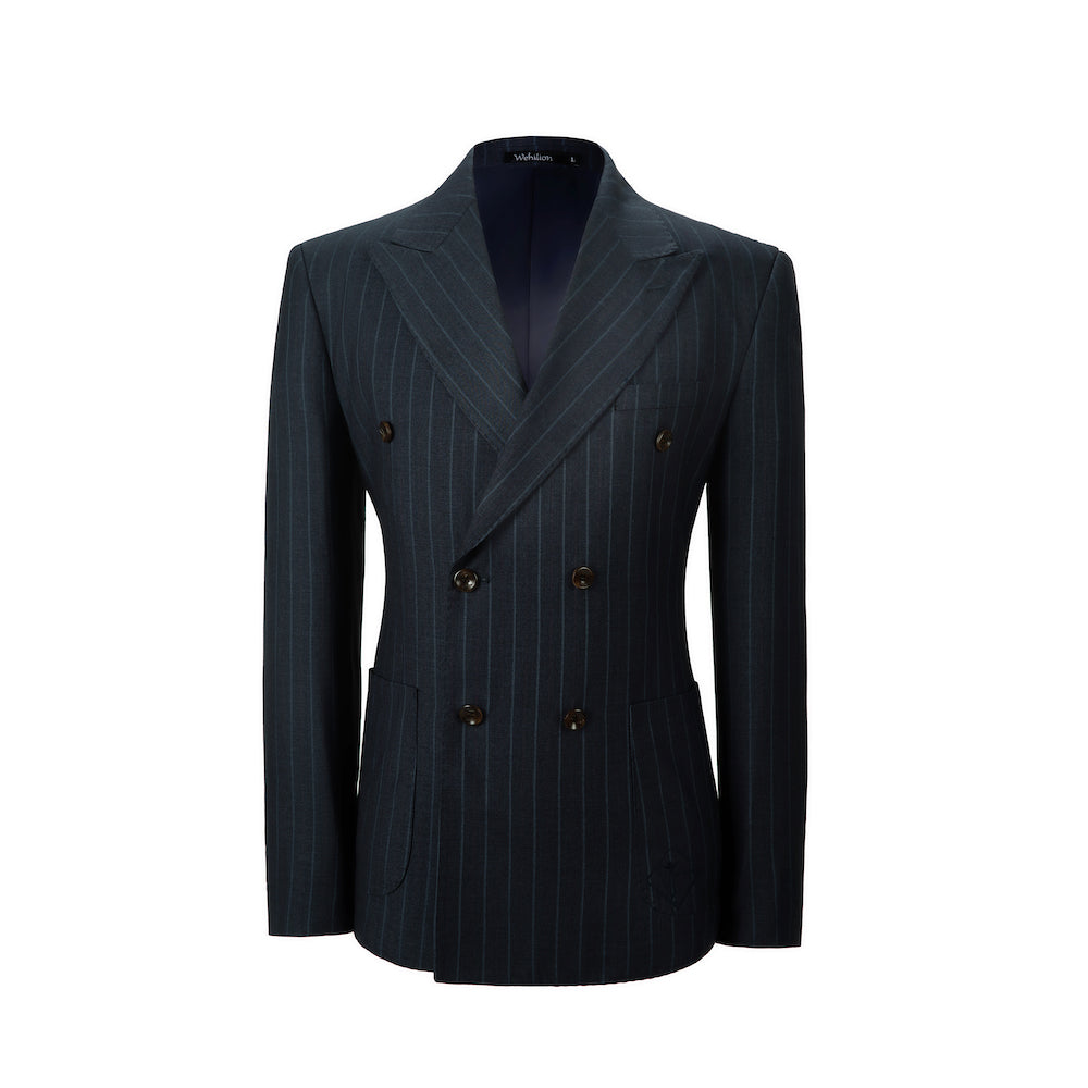 Designer Style New Double Breasted Men's Two Button Stripe Blazer Wehilion