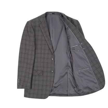 Grey Plaid Men's Blazer Set for Party, Wedding and Business Yuanlu