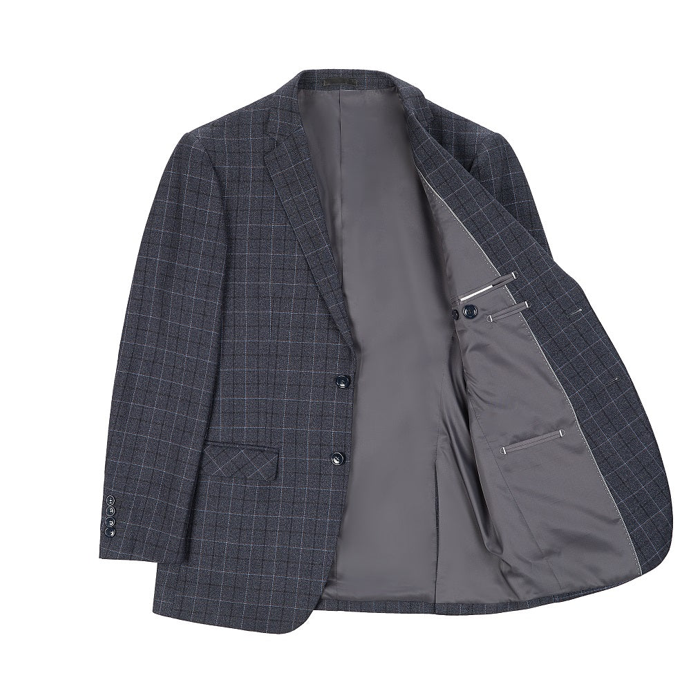 Dark Grey Plaid Men's Blazer for Party, Wedding and Business Yuanlu