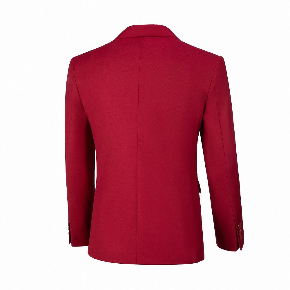 Red Men's Two Button Blazer for Party, Wedding and Business Yuanlu