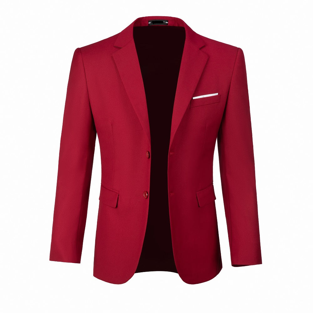 Red Men's Two Button Blazer for Party, Wedding and Business Yuanlu