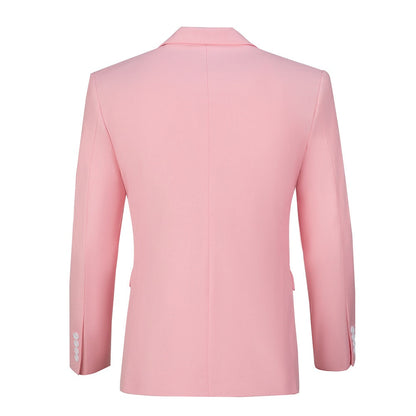 Pink Men's Two Button Blazer for Party, Wedding and Business Yuanlu