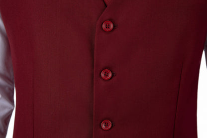 Burgundy Two Button Wedding 3 Pieces Slim Fit Men Suits Yuanlu