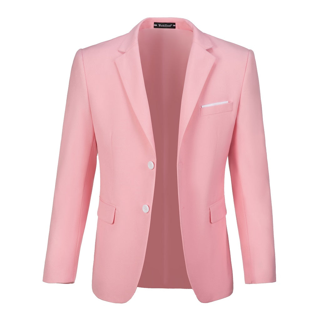 Pink Men's Two Button Blazer for Party, Wedding and Business Yuanlu