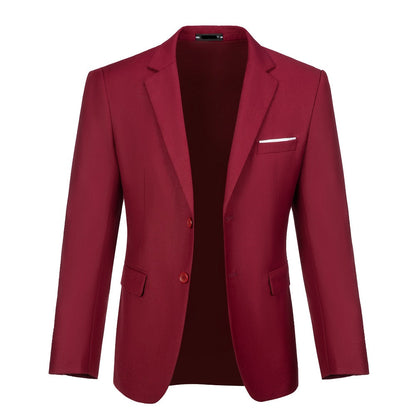 Burgundy Two Button Wedding 3 Pieces Slim Fit Men Suits Yuanlu