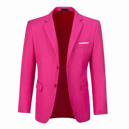 Fuchsia Men's Two Button Blazer for Party, Wedding and Business Yuanlu