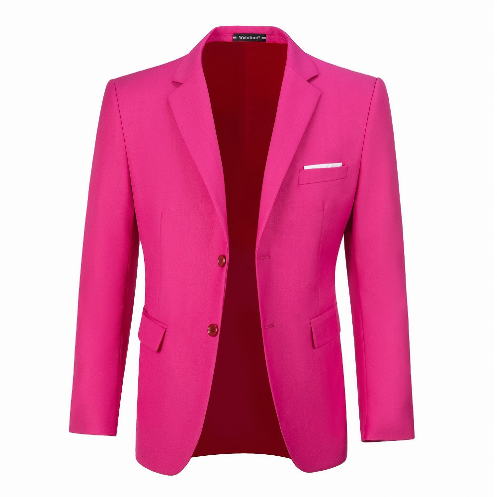 Fuchsia Two Button Wedding 3 Pieces Slim Fit Men Suits Yuanlu