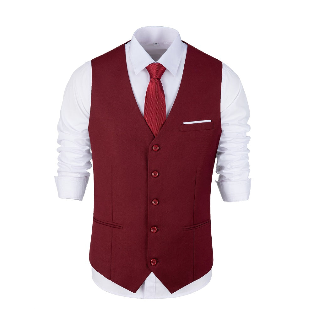 Burgundy Two Button Wedding 3 Pieces Slim Fit Men Suits Yuanlu