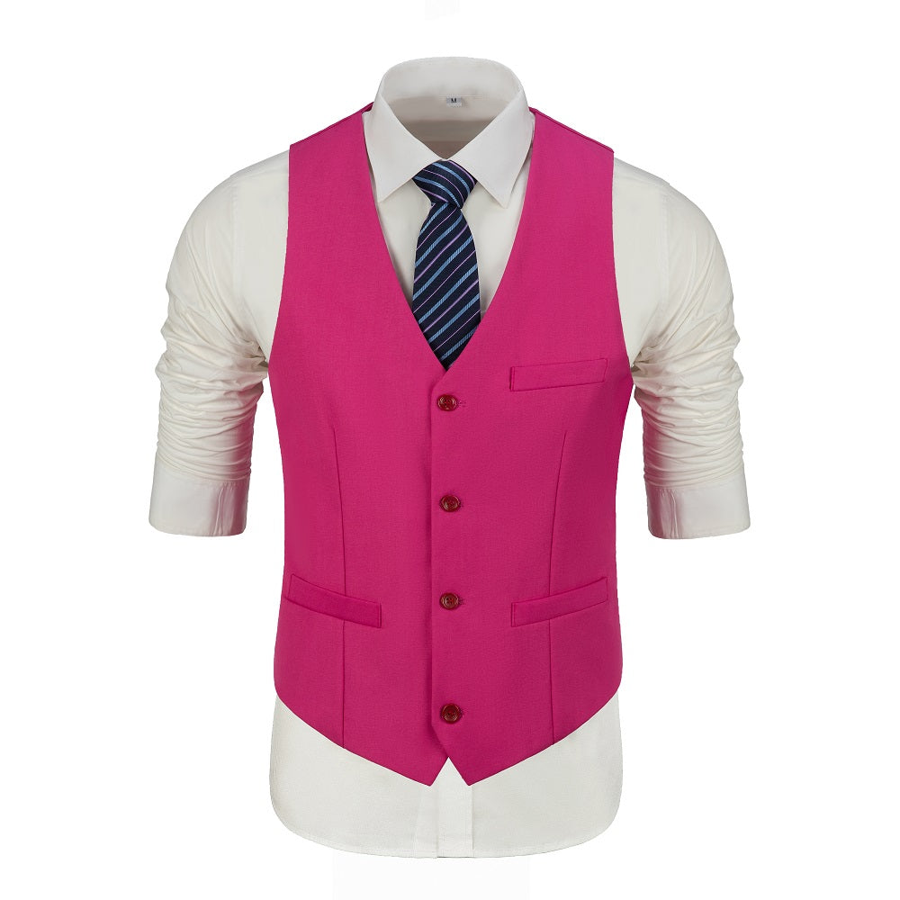 Fuchsia Two Button Wedding 3 Pieces Slim Fit Men Suits Yuanlu