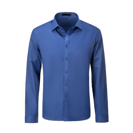 Blue Men's Urban Stylish Casual Business Slim Fit Long Sleeve Button Up Dress Shirt Yuanlu