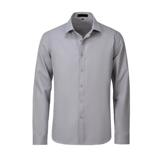 Grey Men's Urban Stylish Casual Business Slim Fit Long Sleeve Button Up Dress Shirt Yuanlu