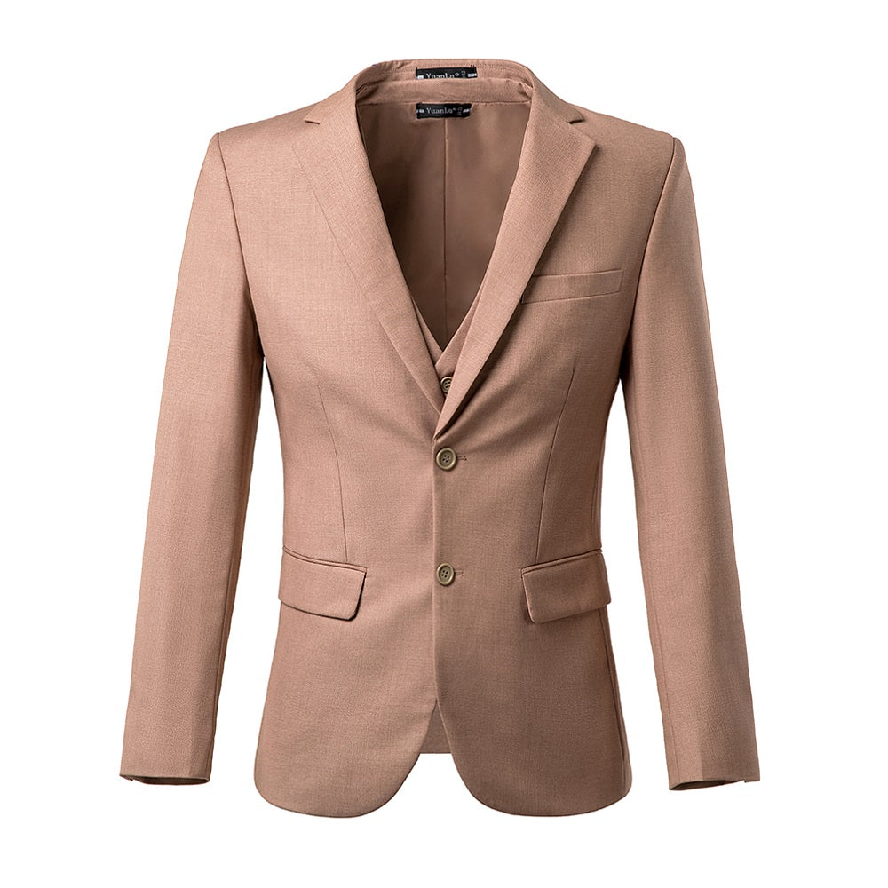 Khaki Men's Two Button Blazer for Party, Wedding and Business Yuanlu