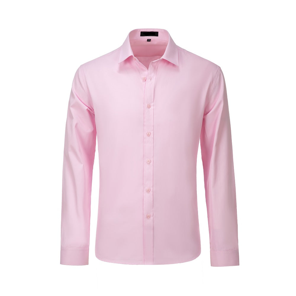 Pink Men's Urban Stylish Casual Business Slim Fit Long Sleeve Button Up Dress Shirt Yuanlu